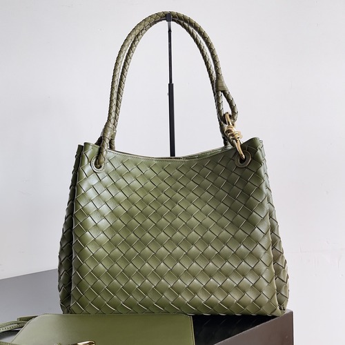 Bottega Veneta Top Handle Loop 보테가 베네타 인트레치아토 위빙 탑 핸들 루프 카키그린 30cm