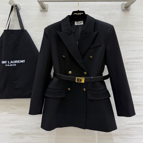 YSL Style Gold-Button Double-Breasted Blazer 생로랑 스타일 골드 버튼 더블 브레스티드 블레이저(콤비)