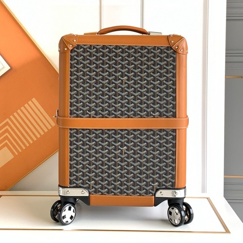 GOYARD Bourget PM Trolley Case 고야드 부르제 PM 트롤리 캐리어 브라운/옐로우 라이닝 50cm