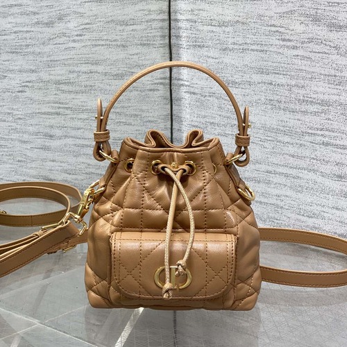 Dior Caro Nano Bucket Bag 디올 카로 나노 버킷백마크로까나쥬 램스킨 브라운 15cm