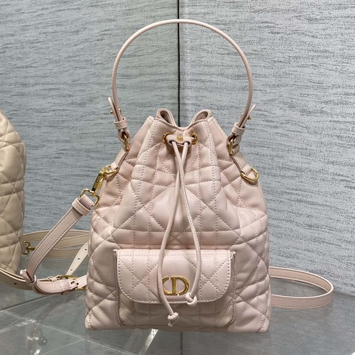 Christian Dior Caro Small Bucket Bag 크리스찬 디올 카로 스몰 버킷 백 램스킨 핑크 골드 하드웨어 24cm