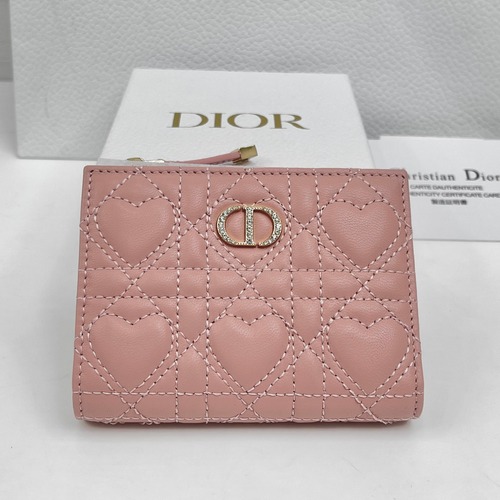 Christian Dior Caro Dahlia Wallet 크리스찬 디올 카로 달리아 반지갑 램스킨 핑크 금장 12.9cm