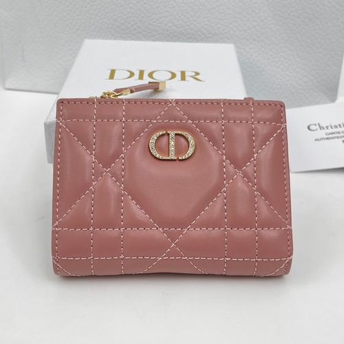 Christian Dior Caro Dahlia Wallet 크리스찬 디올 카로 달리아 반지갑 램스킨 인디핑크 금장 12.9cm