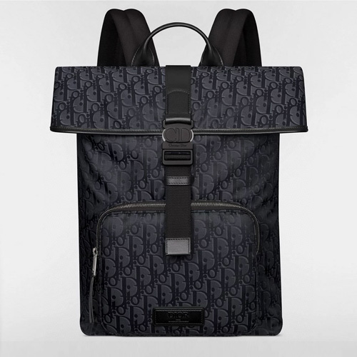 Christian Dior Trek Roll-Top Backpack 크리스찬 디올 트렉 롤탑 백팩 블랙오블리크 나일론 블랙하드웨어 41cm