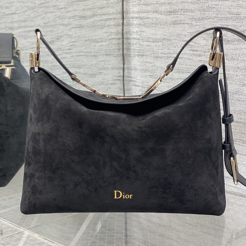 Christian Dior Hobo Bag 크리스찬 디올 호보백 블랙 스웨이드 금장 28cm