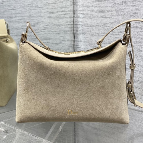 Christian Dior Hobo Bag 크리스찬 디올 호보백 베이지 스웨이드 금장 28cm