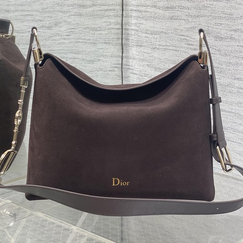 Christian Dior Hobo Bag 크리스찬 디올 호보백 버건디브라운 스웨이드 금장 28cm