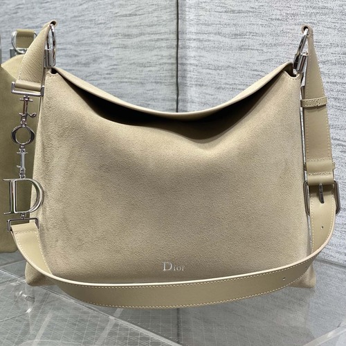 Dior Voyage Hobo Bag 디올 보야주 호보백 라지 베이지 스웨이드 레더 트림 은장 34cm