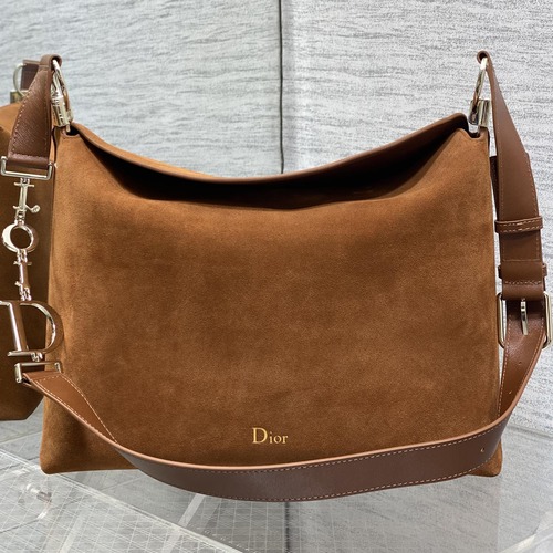 Dior Voyage Hobo Bag 디올 보야주 호보백 라지 브라운 스웨이드 레더 트림 금장 34cm
