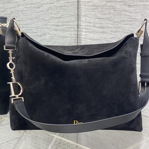 Dior Voyage Hobo Bag 디올 보야주 호보백 라지 블랙 스웨이드레더 트림 금장 39cm