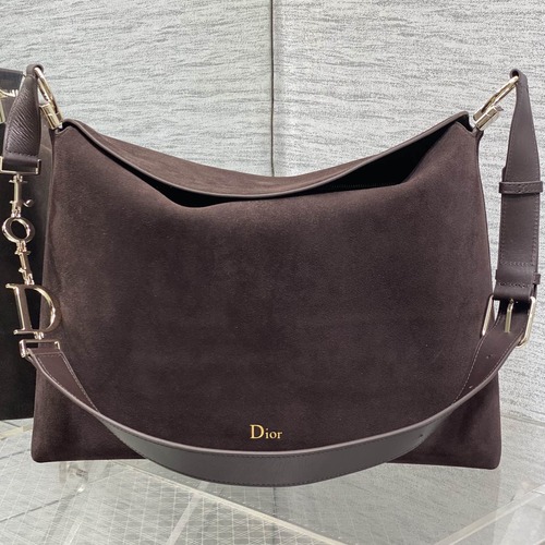 Dior Voyage Hobo Bag 디올 보야주 호보백 라지 버건디브라운 스웨이드레더 트림 금장 39cm