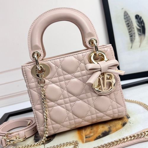 Mini Lady Dior Bag 디올 미니 레이디 디올 백 블러시 핑크 까나쥬 램스킨 17cm