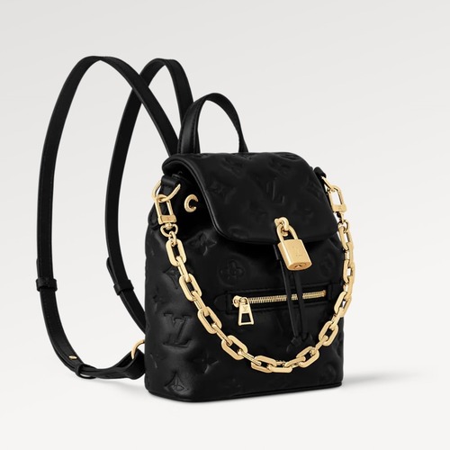 Louis Vuitton Coussin Backpack Mini 루이비통 쿠생 백팩 미니 M13387 모노그램 엠보스드 램스킨 블랙 20cm
