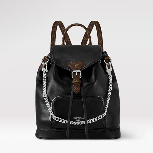 Louis Vuitton Backpack 루이비통 백팩 M12587 수입 변형 패브릭 & 이탈리아 A급 레진 피니시 가죽 블랙 28cm