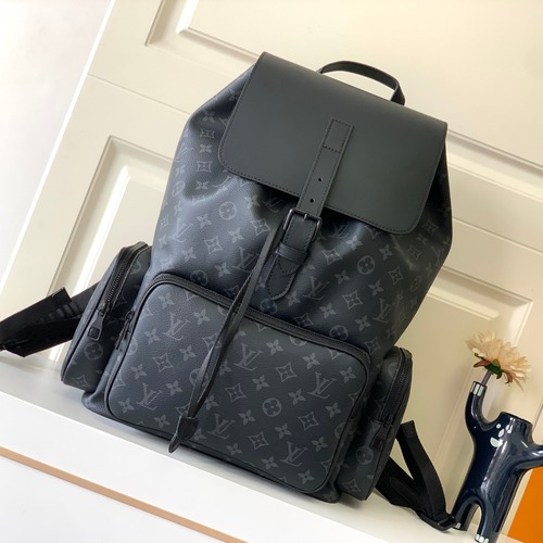 Louis Vuitton Bosphore Backpack 루이비통 보스포어 백팩 M44658 모노그램 코티드 캔버스 & 카우하이드 트림 블랙 45cm