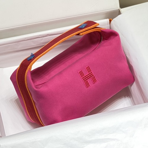 Hermès Bride-A-Brac Pouch 에르메스 브리드아브락 파우치 토일 캔버스 & 자수 H 디테일 핫핑크 25cm