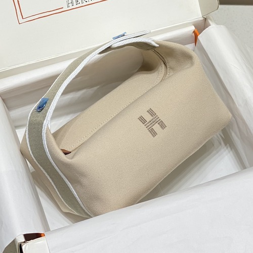 Hermès Bride-A-Brac Pouch 에르메스 브리드아브락 파우치 토일 캔버스 & 자수 H 디테일 베이지 25cm