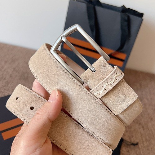 ZEGNA Suede Belt LHCAS-B014AZ-CON (22063165) 제냐 스웨이드 벨트 베이지 3.5cm