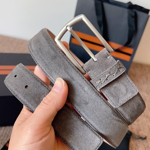 ZEGNA Suede Belt LHCAS-B014AZ-CON (22063165) 제냐 스웨이드 벨트 그레이 3.5cm
