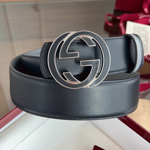 GUCCI Interlocking G Reversible 구찌 인터로킹 G 리버서블 레더 벨트 블랙/그레이 4cm