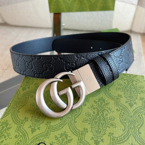 GUCCI Interlocking G Reversible GG Embossed Leather Belt 37mm 구찌 인터로킹 G 리버서블 GG 엠보 레더 벨트 3.7cm