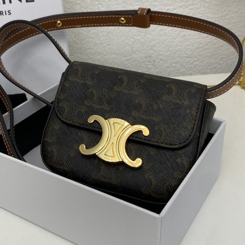 CELINE Mini Triomphe Canvas Shoulder Bag 셀린느 미니 트리옹프 캔버스 숄더백  11cm