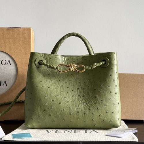 Bottega Veneta Andiamo Small Ostrich Leather Top Handle Bag 보테가 베네타 안디아모 스몰 오스트리치 레더 탑 핸들 백 그린 25cm