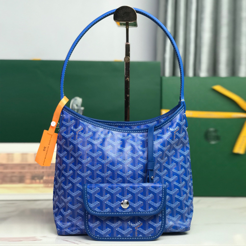 Goyard Hobo Mini Bag 고야드 호보 미니 백 기저귀가방 쉐브론 패턴 블루 26cm
