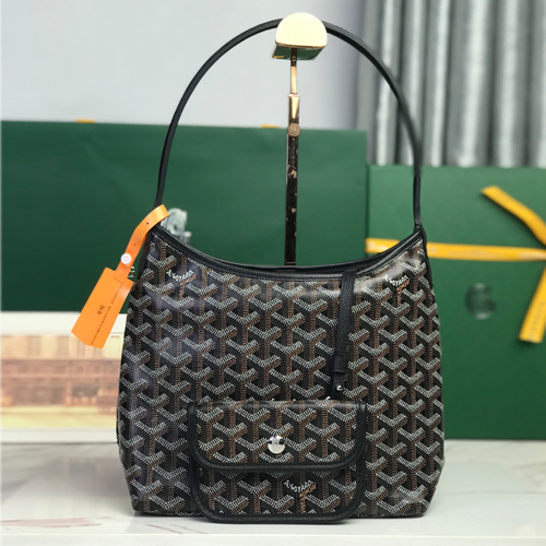Goyard Hobo Mini Bag 고야드 호보 미니 백 기저귀가방 쉐브론 패턴 블랙 26cm