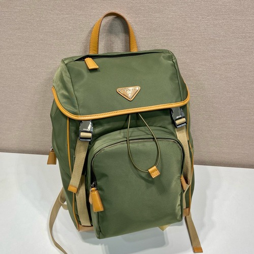 PRADA 프라다 리나일론 및 가죽 백팩 2VZ135 밀리터리 카라멜 45CM