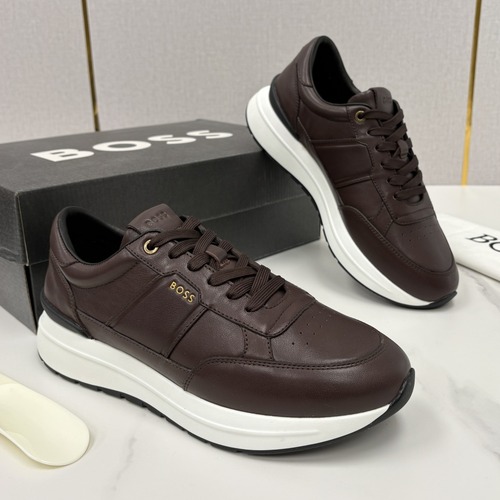 HUGO BOSS White Leather Sneakers 휴고 보스 브라운 레더 스니커즈