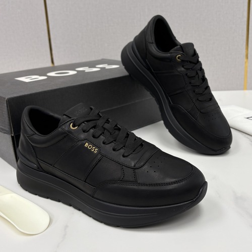 HUGO BOSS White Leather Sneakers 휴고 보스 올블랙 레더 스니커즈