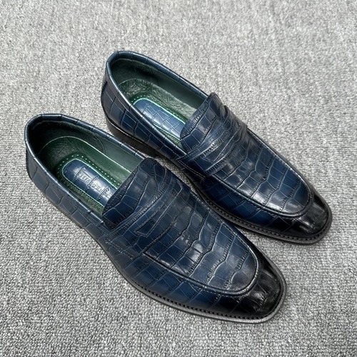 Stefano Ricci Crocodile Embossed Leather Loafers 스테파노 리치 크로커다일 엠보 레더 로퍼 코발트