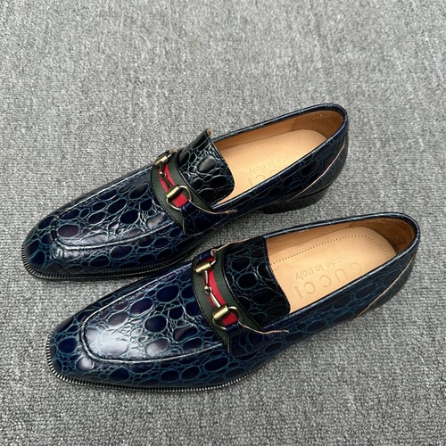 Gucci Horsebit Crocodile Embossed Leather Loafer 구찌 홀스빗 크로커다일 엠보스드 로퍼 코발트
