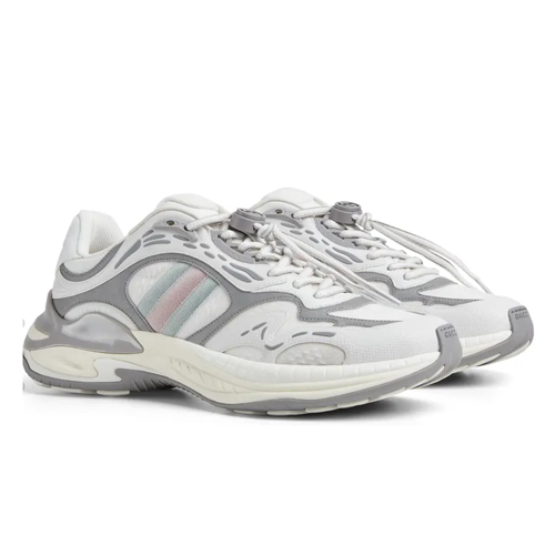 Gucci Rhyton Mesh & Leather Sneakers 구찌 라이톤 메쉬 레더 스니커즈 화이트 그레이 (커스텀 한정판)