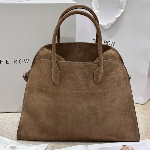 The Row Margaux 15 Suede Top Handle Bag 더로우 마고 15 스웨이드 탑핸들 백 브라운 38CM