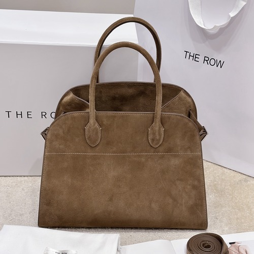 The Row Margaux 10 Suede Top Handle Bag 더로우 마고 10 스웨이드 탑핸들 백 브라운 25CM
