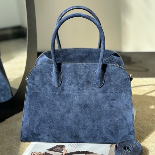 The Row Margaux 12 더로우 마고 12 토트백 스웨이드 카프스킨 블루 32cm
