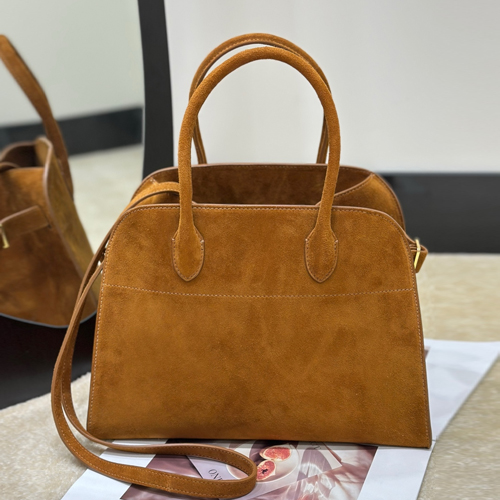 The Row Margaux 12 Suede Tote Bag 더 로우 마고 12 스웨이드 토트백 카멜 브라운 32cm