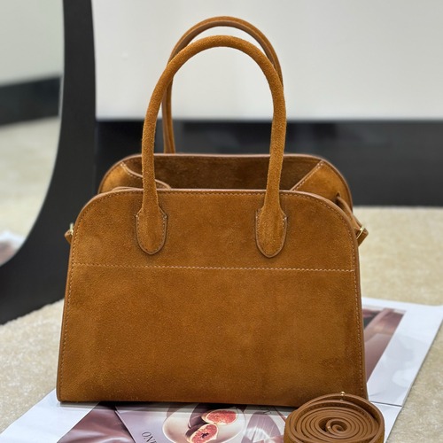 The Row Margaux 10 Suede Tote Bag 더로우 마고 10 스웨이드 토트백 카멜 브라운 25cm