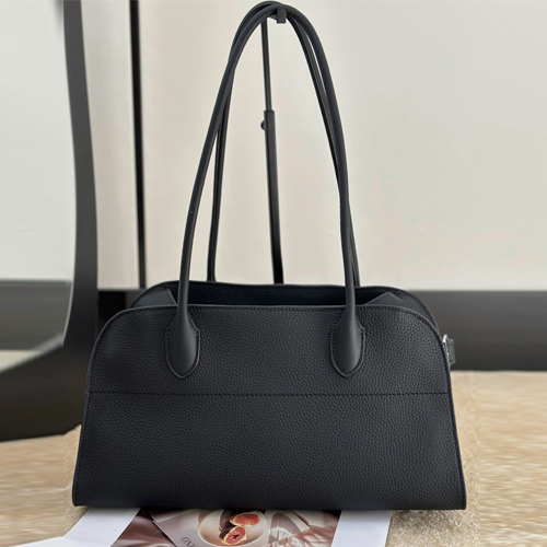 The Row Margaux Shoulder 12 in Camel Grained Calfskin 더 로우 마고 숄더 12 블랙 그레인 카프스킨 37cm