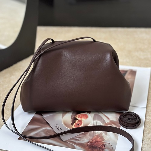 The Row Mira Bag Mason Calf Leather 더 로우 미라 백 메이슨 카프 레더 다크브라운 23cm