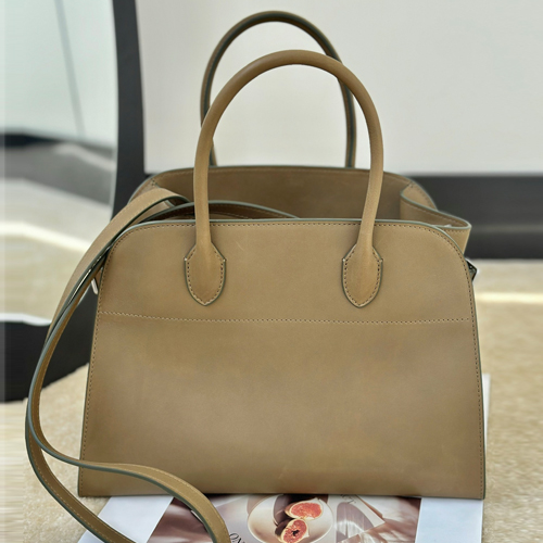 The Row Margaux 12 Top Handle Bag Mason Calf Leather 더 로우 마르조 12 토트백 메이슨 카프 레더 베이지 31cm