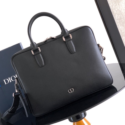 Dior 디올 CD Icon 지퍼 브리프케이스 블랙 그레인 소가죽 36cm