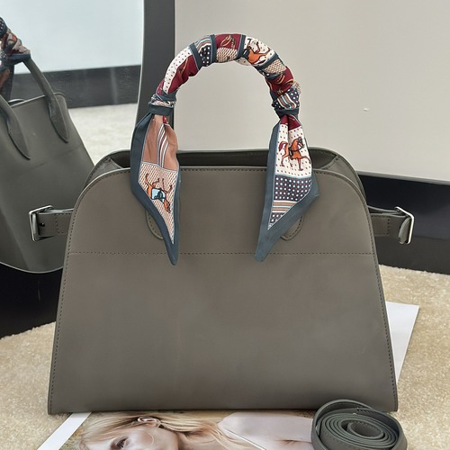 The Row Margaux 12 Top Handle Bag 마고 12 토트백 마소니 송아지가죽 카키 31cm