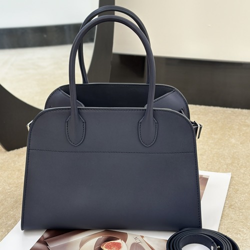 The Row Margaux 10 Top Handle Bag 마고 10 토트백 마소니 송아지가죽 네이비 25cm