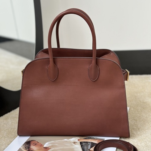 The Row Margaux 12 Top Handle Bag 마고 12 토트백 마소니 송아지가죽 브라운 31cm