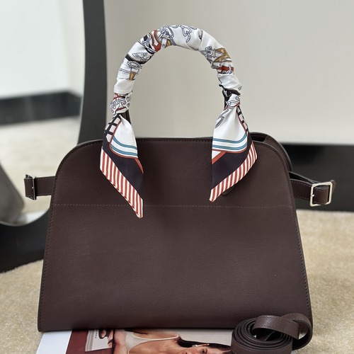 The Row Margaux 12 Top Handle Bag 마고 12 토트백 마소니 송아지가죽 오크브라운 31cm