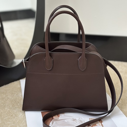 THE ROW Margaux 10 Leather Top Handle Bag 더 로우 마고 10 가죽 토트백 오크브라운 25cm