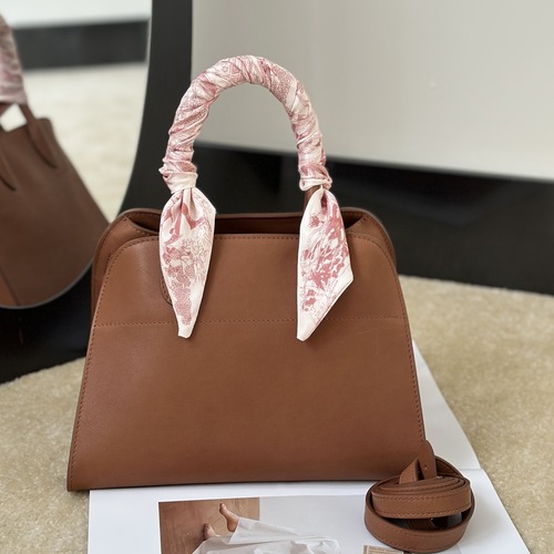 THE ROW Margaux 10 Leather Top Handle Bag 더 로우 마고 10 가죽 토트백 브라운 25cm